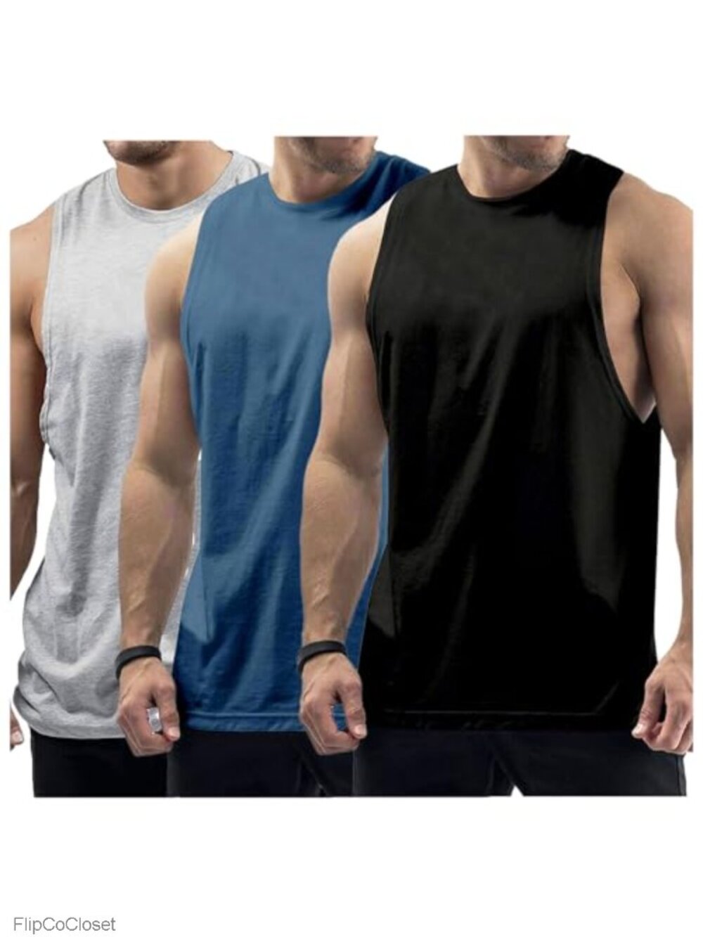 Men's Workout Tank Tops Sleeveless Muscle Cut Off Gym Shirt Cotton Blend